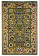 2' X 3' Green Taupe Machine Woven Floral Traditional Indoor Accent Rug