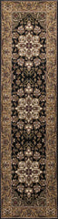 2' X 3' Black Beige Machine Woven Floral Medallion Indoor Accent Rug