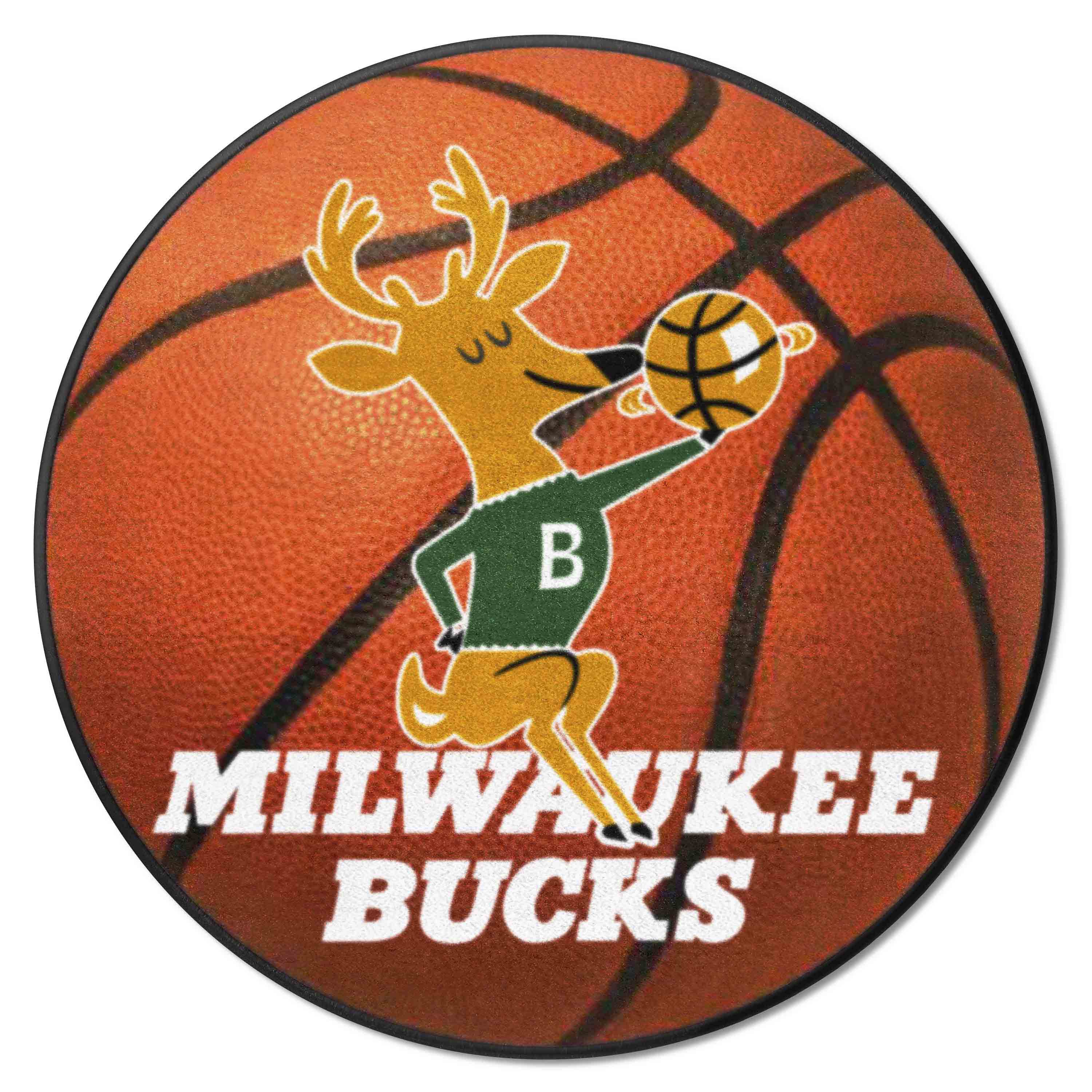 NBA Retro Milwaukee Bucks Basketball Rug - 27in. Diameter