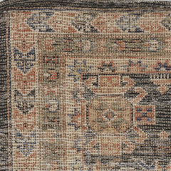 2' X 4' Charcoal Medallion Hand Woven Distressed Area Rug