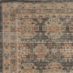 2' X 4' Charcoal Medallion Hand Woven Distressed Area Rug