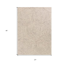 2' X 4' Ivory Wool Hand Tufted Area Rug