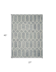 2' X 4' Blue Wool Geometric Hand Tufted Area Rug