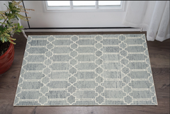 2' X 4' Blue Wool Geometric Hand Tufted Area Rug