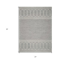 2' X 4' Gray Wool Ogee Hand Tufted Area Rug