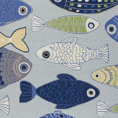 2' X 4' Blue and Ivory Fish Hand Tufted Area Rug