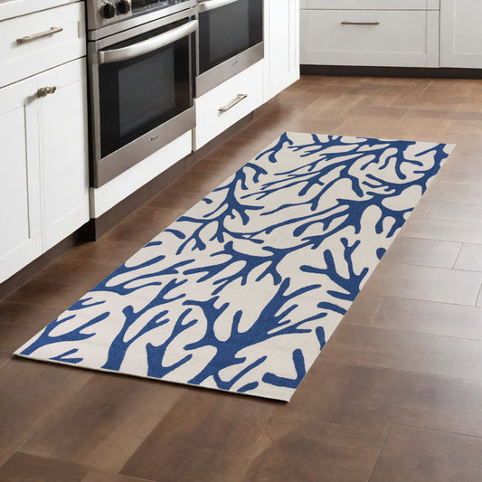 2' X 4' Ivory And Blue Area Rug