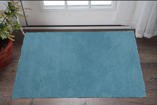 2' X 4' Polyester Highlighter Blue Area Rug