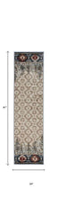 8' Ivory Machine Woven Pinegrove Lodge Indoor Runner Rug