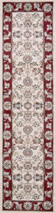 8' Ivory Red Bordered Floral Indoor Runner Rug