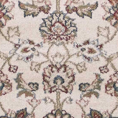 8' Ivory Red Bordered Floral Indoor Runner Rug