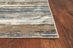 2' X 4' Ivory and Blue Area Rug