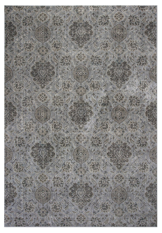 2' X 4' Silver Damask Area Rug