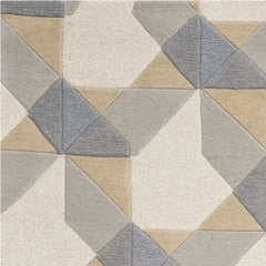 2' X 4' Ivory Or Grey Polygon Pattern Wool Area Rug