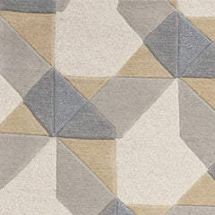 2' X 4' Ivory Or Grey Polygon Pattern Wool Area Rug