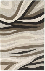 2' X 4' Natural Beige Hand Tufted Abstract Waves Indoor Accent Rug