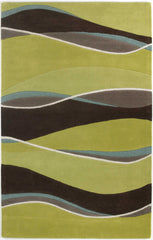 2' X 4' Lime Or Mocha Waves Wool Area Rug