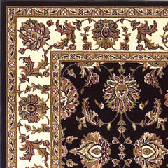 3' X 5' Black Ivory Machine Woven Floral Traditional Indoor Area Rug