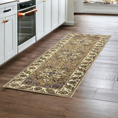 2' X 8' Beige Or Ivory Medallion Runner Rug