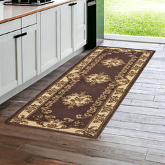 2' X 8' Plum Or Ivory Medallion Runner Rug