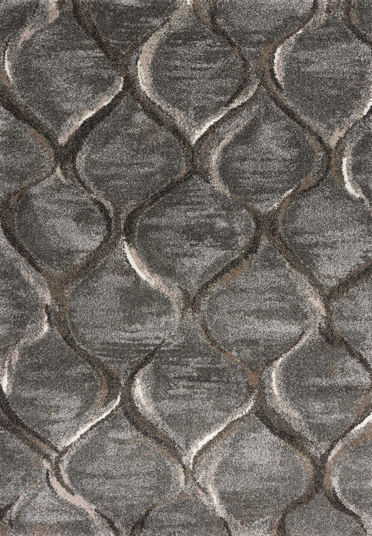 3' X 5' Charcoal Machine Woven Ogee Indoor Area Rug