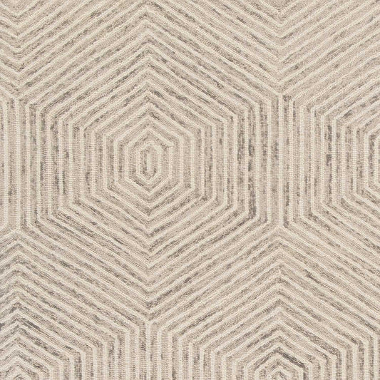 3' X 5' Ivory Geometric Hexagon Wool Area Rug