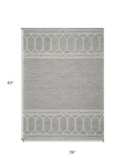 3' X 5' Grey Geometric Pattern Wool Area Rug