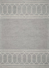 3' X 5' Grey Geometric Pattern Wool Area Rug