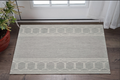 3' X 5' Grey Geometric Pattern Wool Area Rug