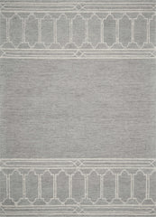 3' X 5' Grey Geometric Pattern Wool Area Rug