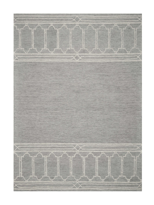 3' X 5' Grey Geometric Pattern Wool Area Rug