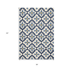 3' X 5' Blue Moroccan Handmade Indoor Outdoor Area Rug