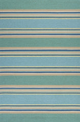 3' X 5' Blue Striped Handmade Indoor Outdoor Area Rug