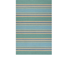 3' X 5' Blue Striped Handmade Indoor Outdoor Area Rug