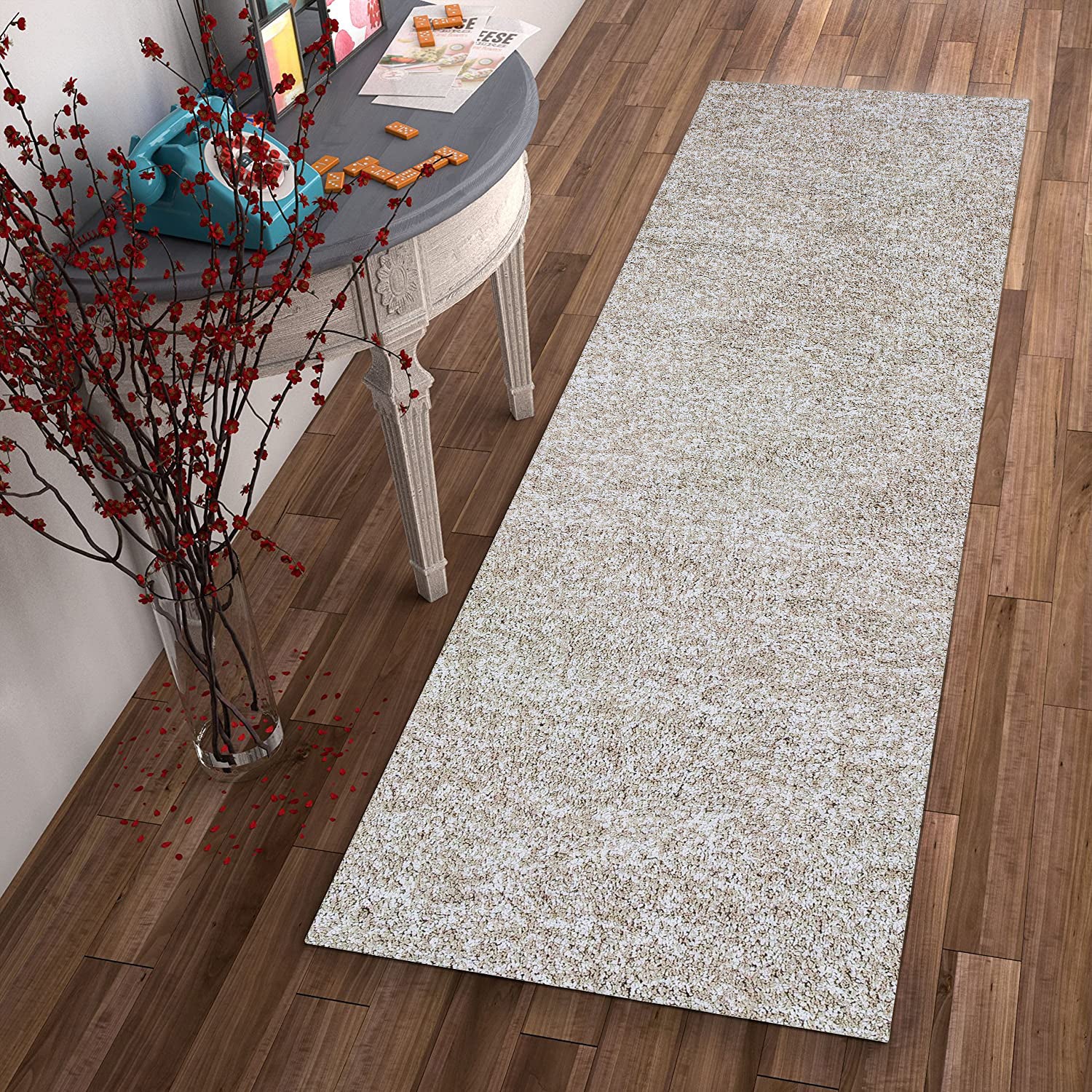 8' Ivory Heather Indoor Shag Runner Rug