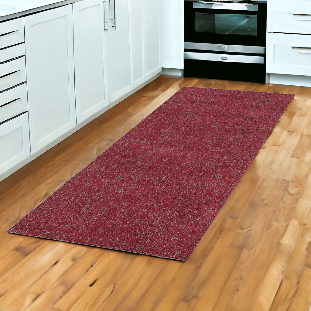 8' Red Heather Indoor Shag Runner Rug