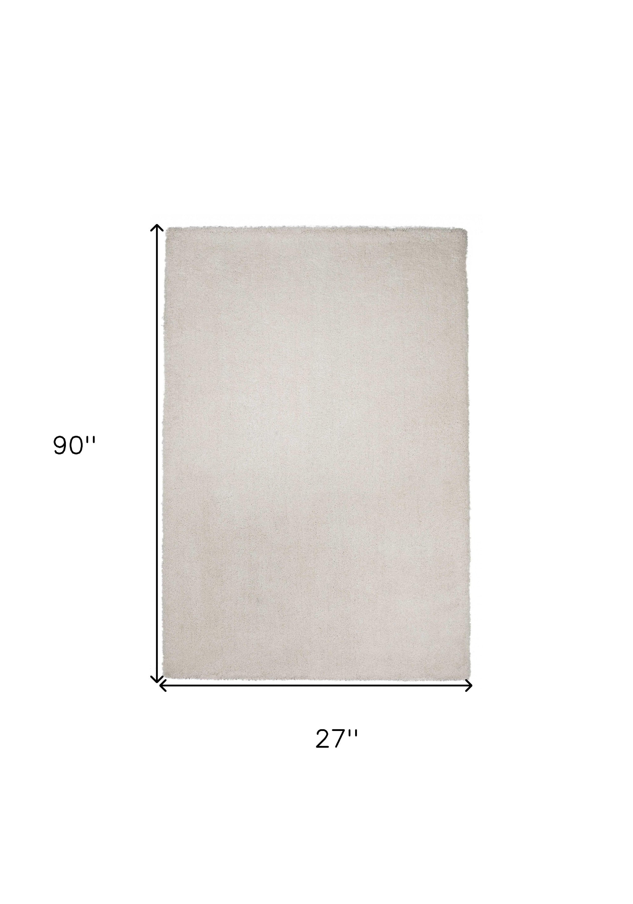 8' Ivory Indoor Shag Runner Rug