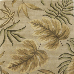 2' X 4' Sand Leaves Wool Area Rug