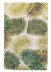 2' X 4' Natural Fern Leaves Wool Area Rug