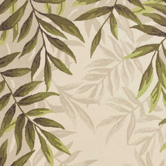 2' X 4' Ivory Leaves Bordered Wool Area Rug