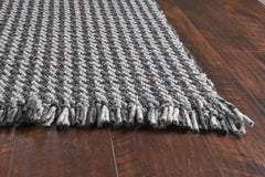 3' X 5' Gray Wool Houndstooth Hand Woven Area Rug