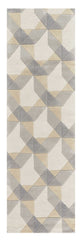 2' X 7' Ivory Or Grey Geometric Wool Runner Rug