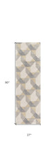 2' X 7' Ivory Or Grey Geometric Wool Runner Rug