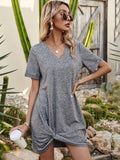 V-Neck Short Sleeve Mini Dress - Flyclothing LLC