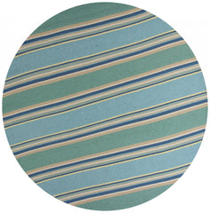 8' Round Blue Round Striped Handmade Indoor Outdoor Area Rug