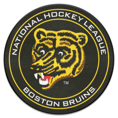 Retro NHL Boston Bruins Hockey Puck Rug - 27in. Diameter - Boston Bruins