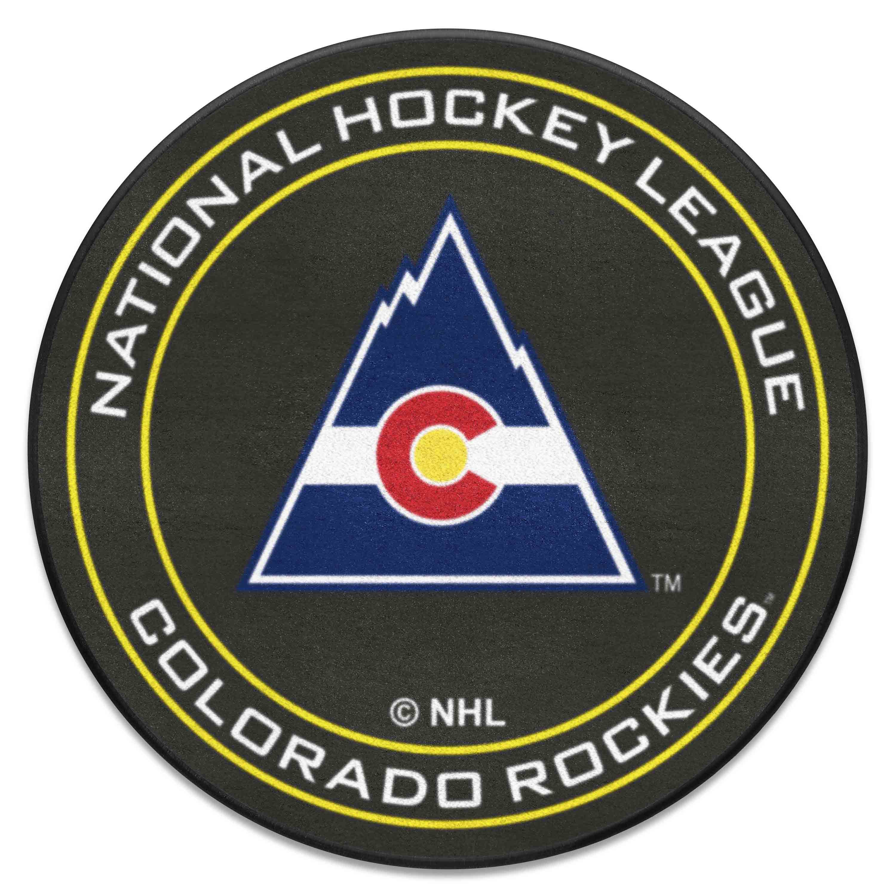 NHLRETRO Colorado Rockies Hockey Puck Rug - 27in. Diameter - Colorado Rockies