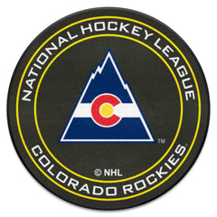 NHLRETRO Colorado Rockies Hockey Puck Rug - 27in. Diameter