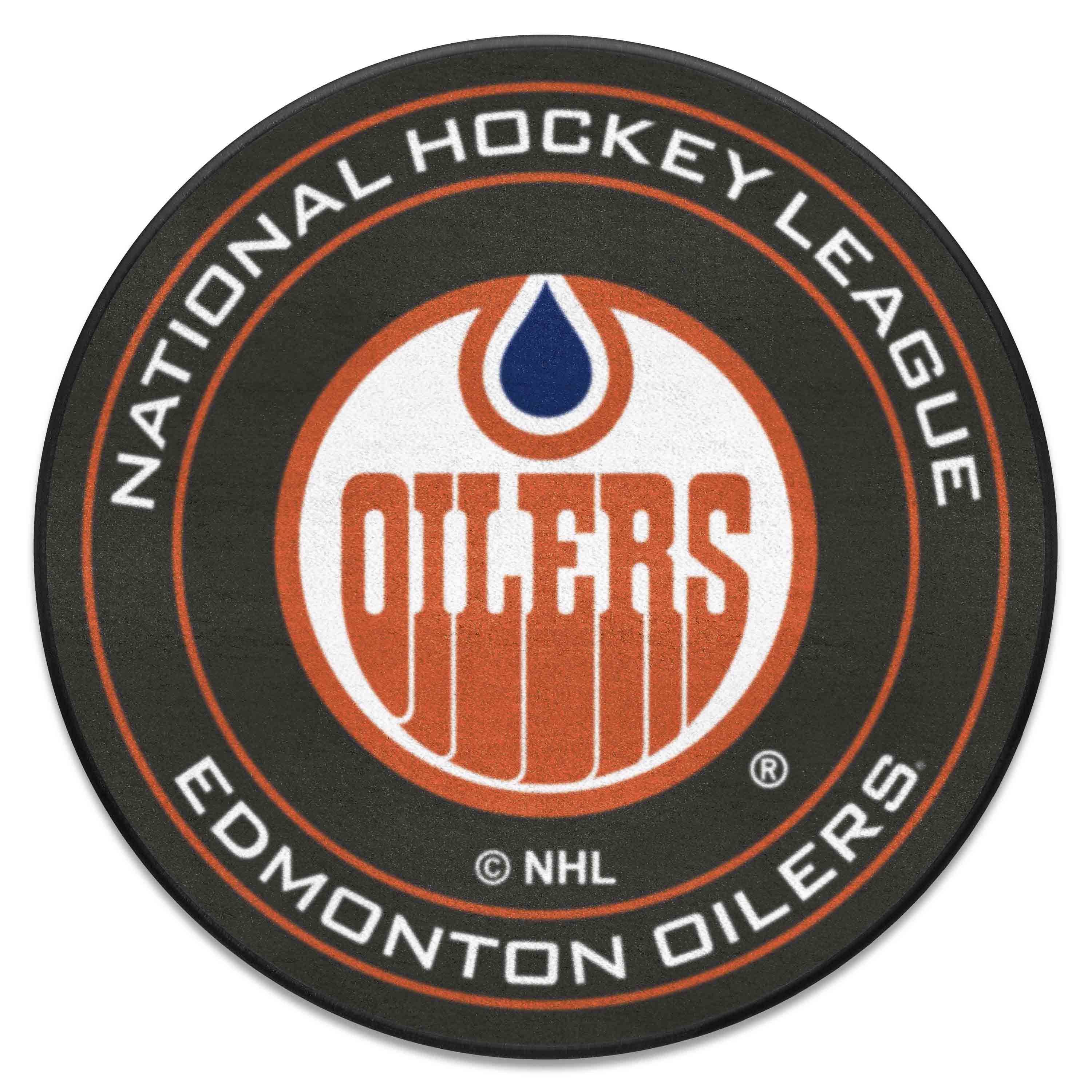 NHLRETRO Edmonton Oilers Hockey Puck Rug - 27in. Diameter