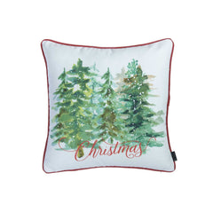 18" Green and White Christmas Tree Throw Pillow Cover